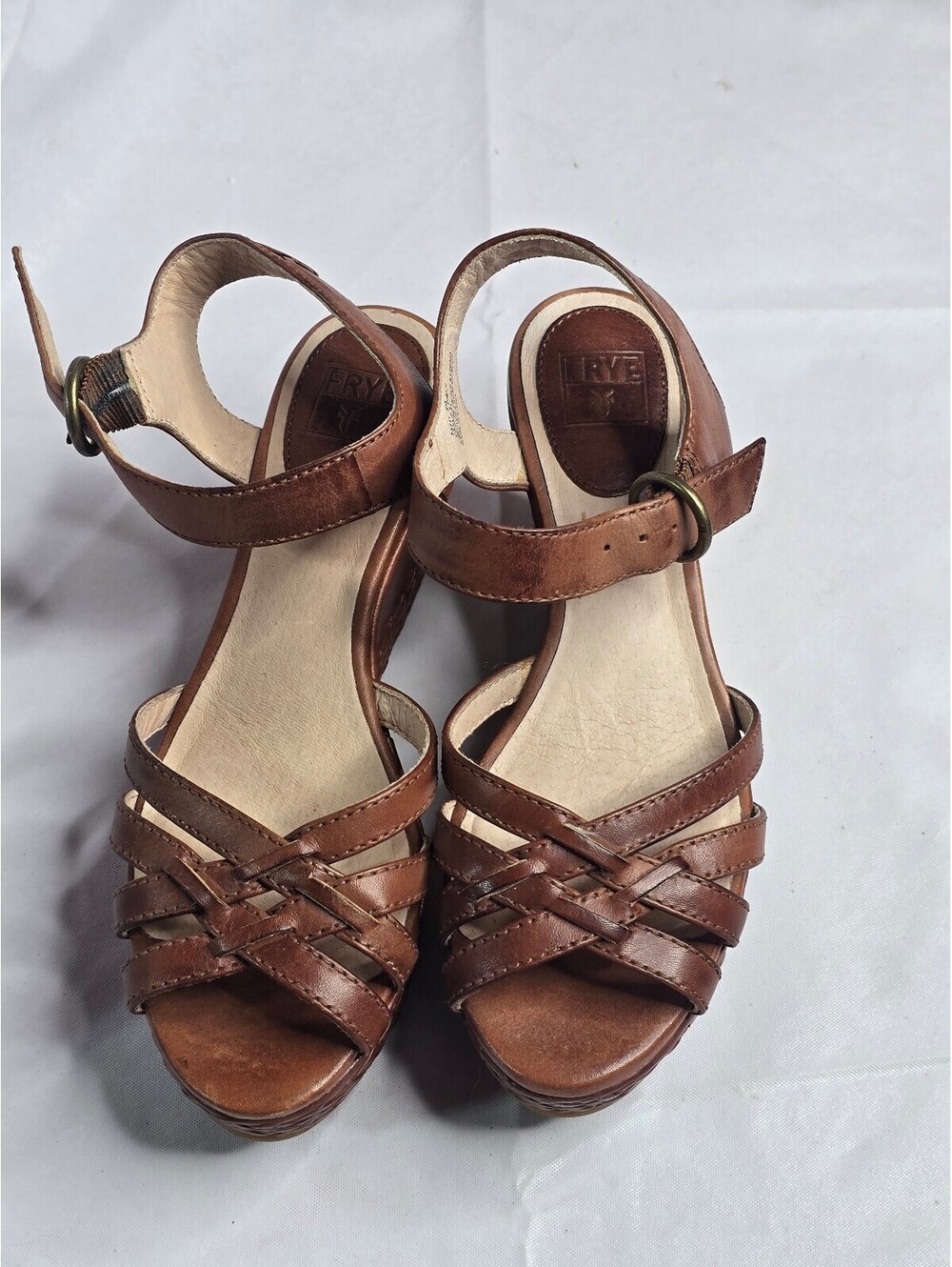 The Frye Company Brown Leather Wedge Sandals (6M)